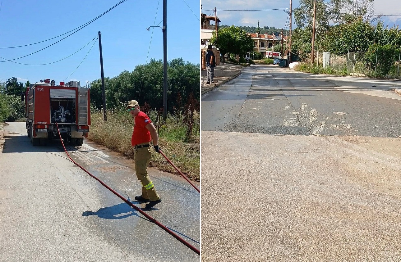 Καθαρισμός των δρόμων από τα λύματα